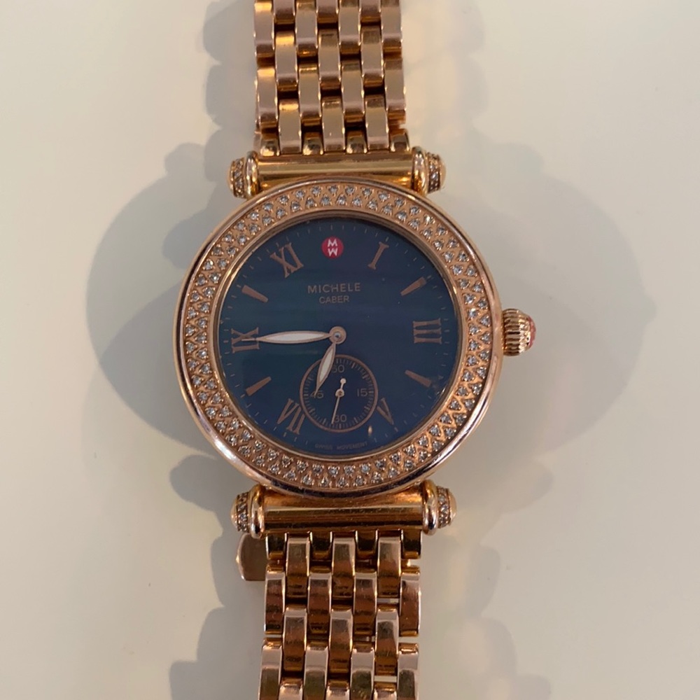 Michele Caber rose gold with black face